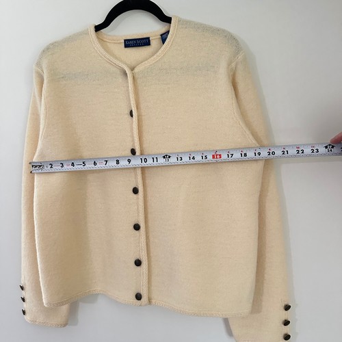 Vtg Karen Scott Petites Cream Wool Cardigan Sweater Womens Button Up Long Sleeve - Picture 7 of 9