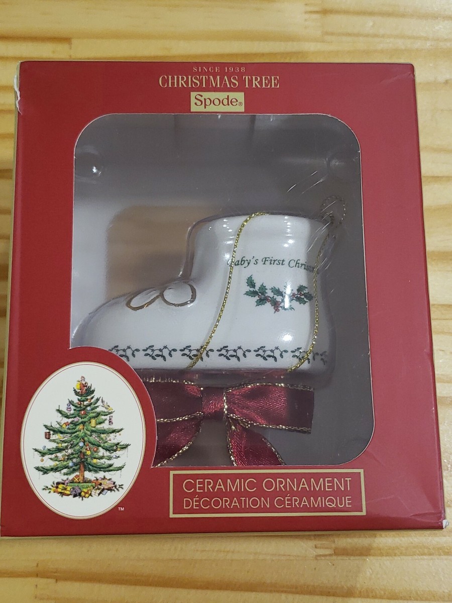 Spode Baby's First Christmas Bootie 2019 Ornament New in Box - Main Image