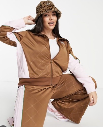 Adidas Woman's Sz 3X Retro Luxury Track Full Zip Jacket Brown Pink - 第 1/12 張圖片