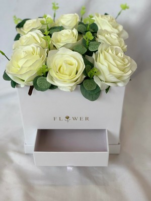 Soie Artificielle Fleur Rose Hat Box Bouquet Dans Une Boîte Cadeau Hôpital Fleurs Maman Ebay