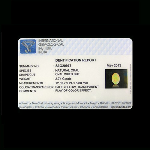 2.74 Ct IGI Certified Natural Welo Ethiopian Faceted Opal Multi Color Oval Cut - Picture 2 of 5