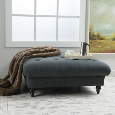 Parisian Contemporary Button Tufted Fabric Pillow Top Ottoman Coffee Table