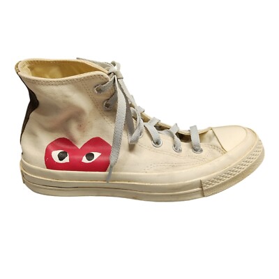 Converse All-Stars Des Garcons High Top Sneaker Mens Size 6 Cream Logo Lace Up