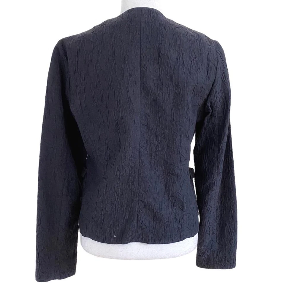 MARNI GIMAN SUMMER 2013 SILK BLEND CHARCOAL DARK GREY TEXTURED COLLARLESS BLAZER - Image 3 of 4