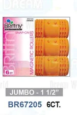 Brittny Professional Snap-On Magnetic  Hair rollers Jumbo 1-1/2" 6Ct BR67205