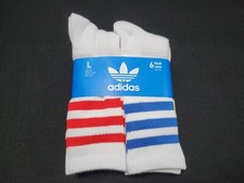 Adidas Men's- Cushioned Athletic Crew Socks 6 Prs shoe SIZE 8-12 Striped