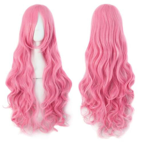 Women New Nature Wavy Curls Hair Wig Costume Pink Lolita Full Wigs - Afbeelding 1 van 2