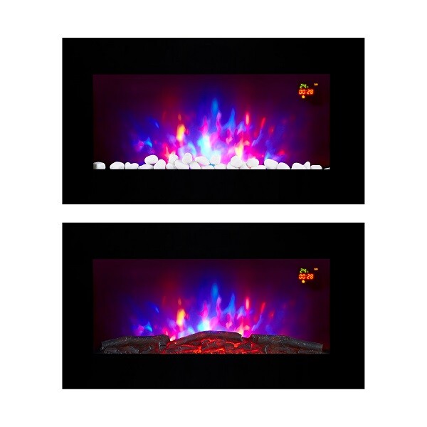 2023 TRUFLAME 7 COLOUR LED BLACK GLASS FLAT ELECTRIC WALL MOUNTED FIRE  715547850697 | eBay