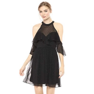 NWT BCBGeneration BCBG Halter Cold Shoulder Ruffle Dress Black Size 2 MSRP $118 | eBay NWT BCBGeneration BCBG Halter Cold Shoulder Ruffle Dress Black Size 2 MSRP $118 | eBay