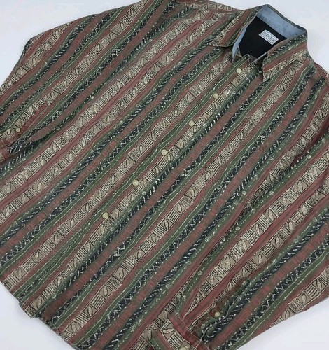 Vintage 90s Bugle Boy Company Multicolor Tribal Stripe Pattern Button Shirt Vtg - Picture 3 of 6