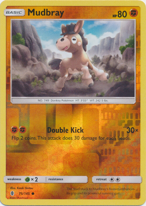 LP Pokemon Mudbray - 75/145 - Common - Reverse Holo Lightly Played Guardians Ris