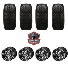 10"  Machined Black Golf Cart Wheels and Tires Combo (20x10-10 Turf) Set of 4