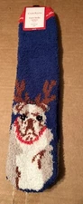 Club Room Novelty Christmas Crew Socks Non-Slip Grip Xmas Bulldog Men’s OSFM