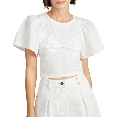 En Saison Twisted Front Mixed Media Crop Top 5B 2257