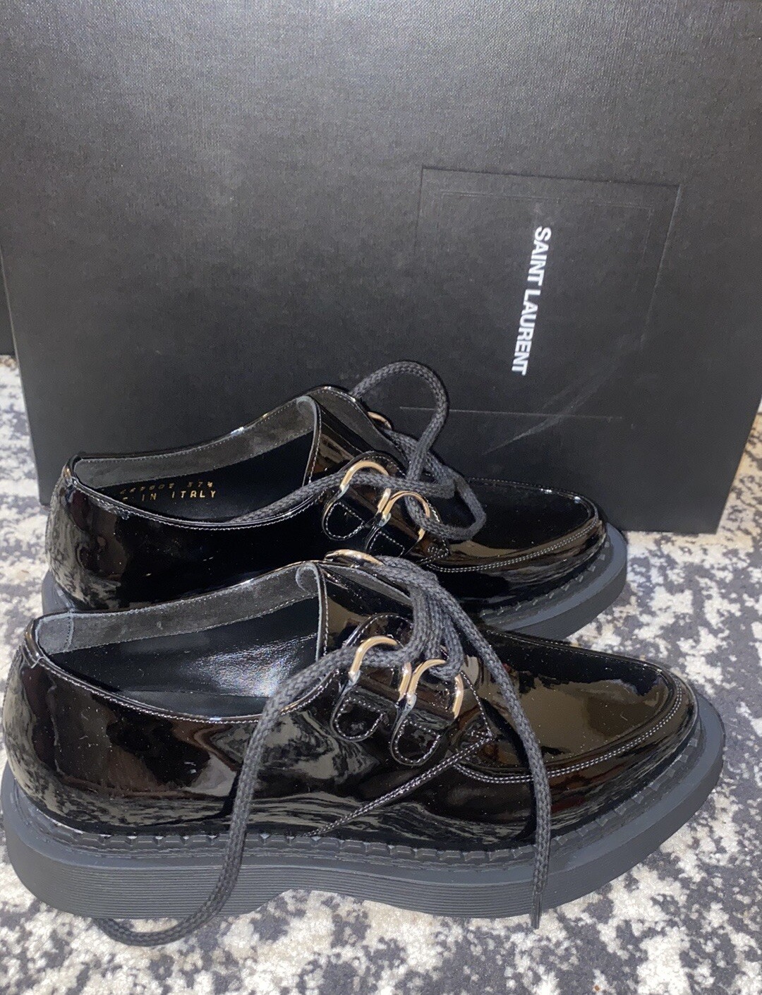 Mocassini stringati Vernice Saint Laurent Teddy 10 taglia 37 5