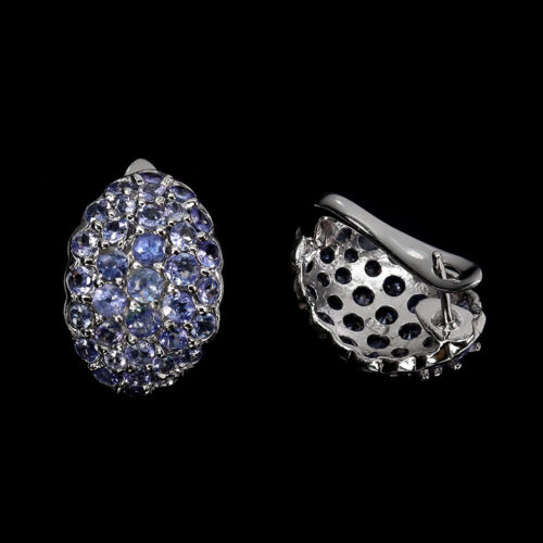 Sommer 925 Silber Ohrringe Rund Tansanit 3.5mm Natürlicher Edelstein Schmuck - Bild 3 von 14