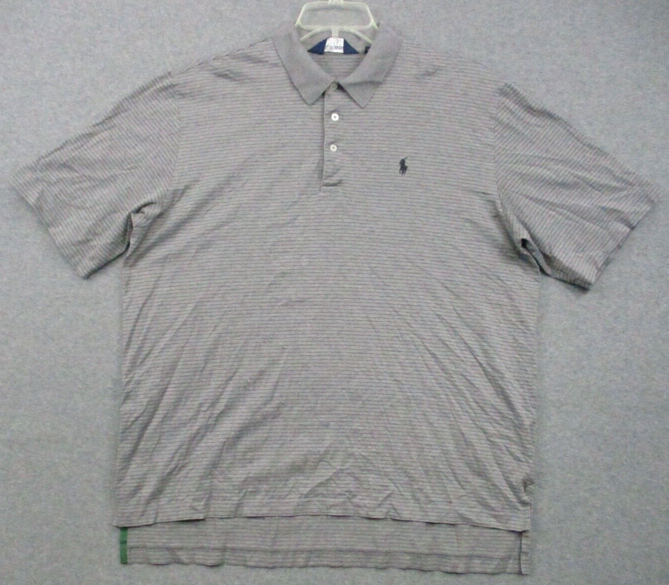 Polo Ralph Lauren Golf Camicia Uomo Grande Erica Grigio Pima Cotone Blu Pony