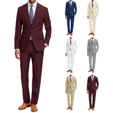 Men's Two Piece Classic Regular Fit Suits Jacket and Pant 2 Piece Set