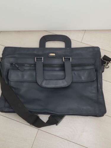 Renwick Soft Navy Blue Leather Laptop Bag Briefcase Shoulder Messenger Bag - Picture 1 of 17