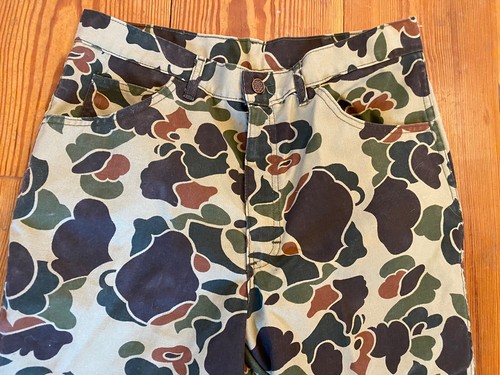 Vintage 70s 80s Walls Duck Canvas Hunting Pants Camo Frog Field 34 Short - Picture 3 of 9