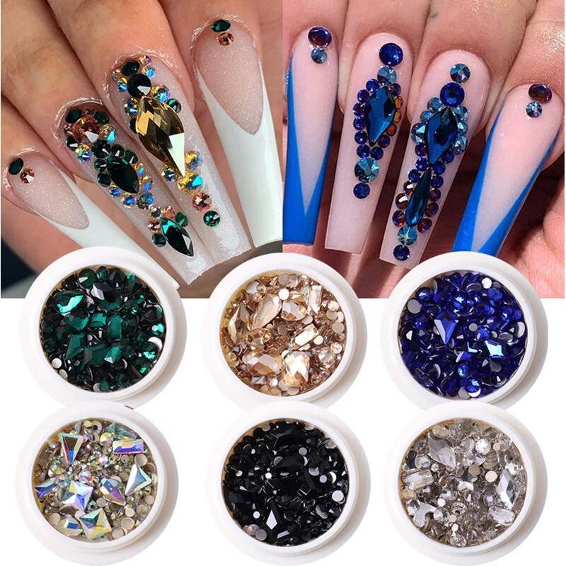 20 Pcs Pink Nail Rhinestones Nail Art Gems Crafts Crystals Glass  Decorations Set Ab Rhinestones Flat Back Design For Nail Art Decoration