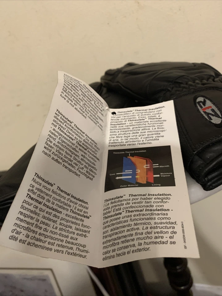 NUEVO Z1R Hombres XL Cuero 3M Aislante Moto Guantes Armadura Nudillos Palma Acolchada Foto 3 de 4