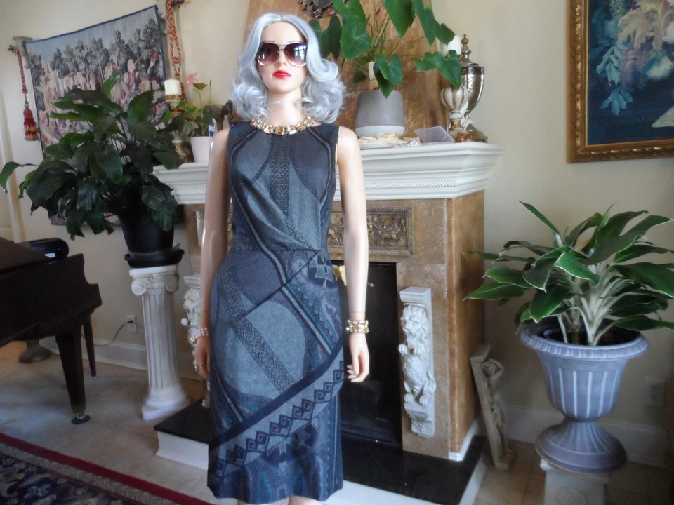 Vestido Vaina Etro Negro Multicolor Mezcla Lana Sin Mangas Talla IT 42 - US 6 Foto 2 de 4