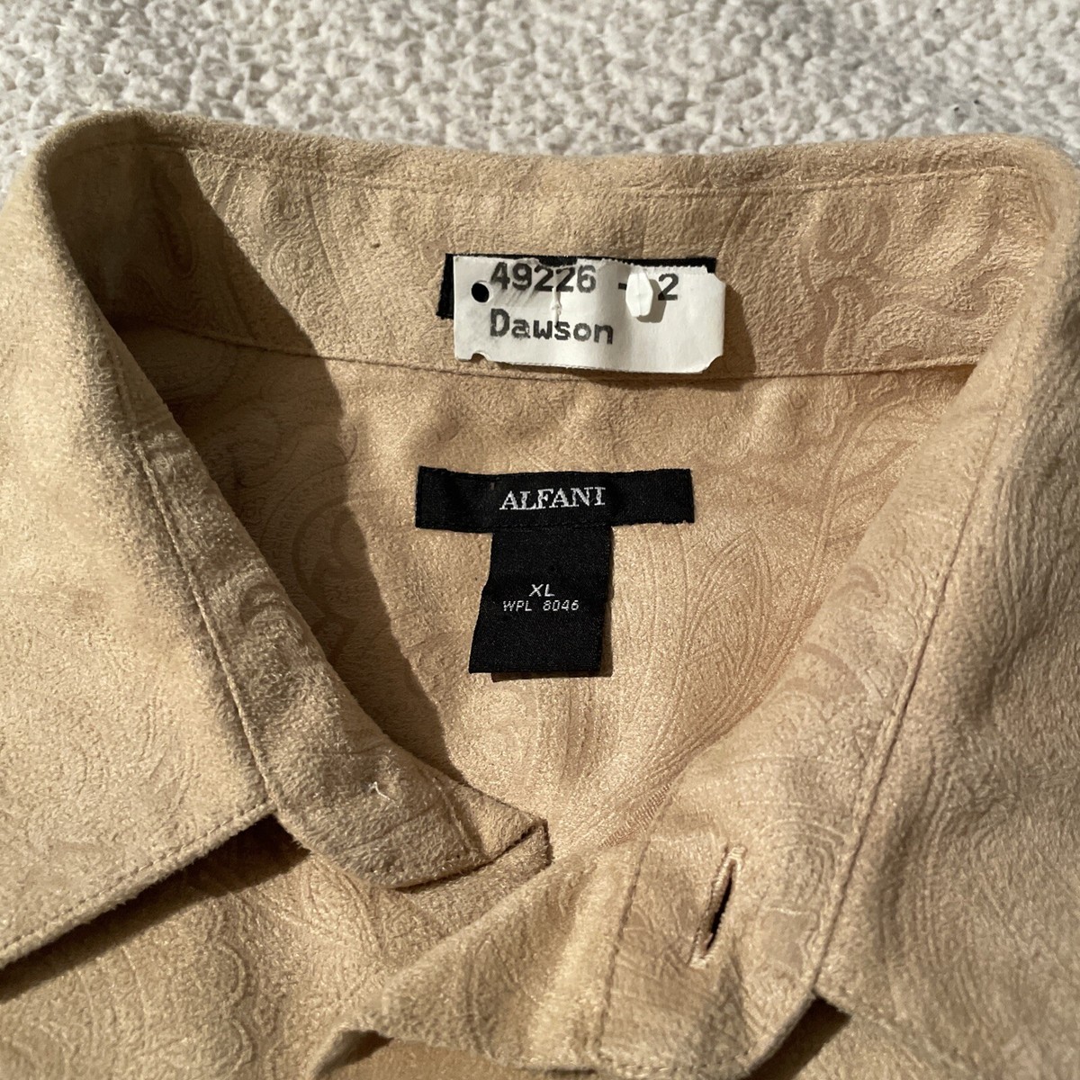 ばなな様 Alfani Suede-Like Long Sleeve Button Down Shirt Size XL Beige