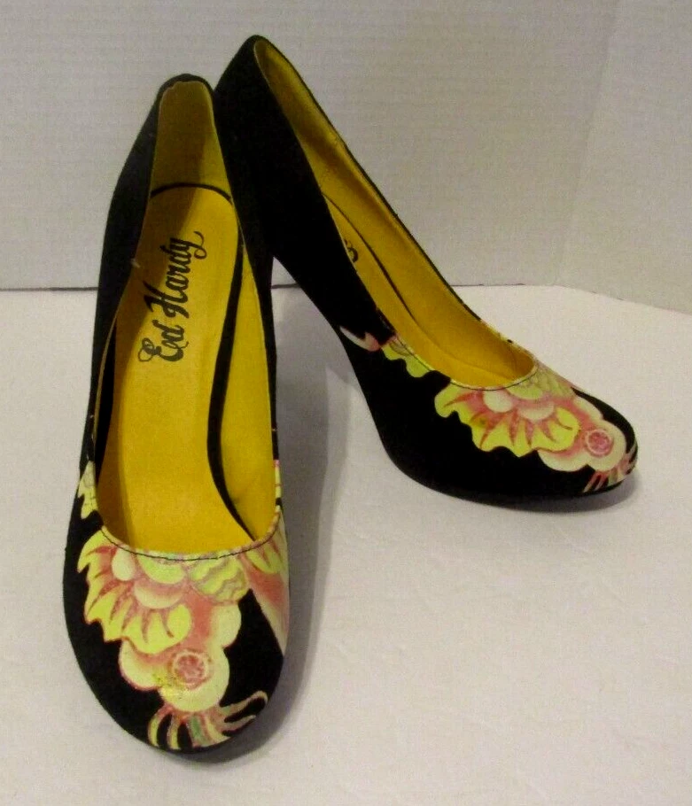 Zapatos de tacón Ed Hardy Amma florales pinup tacones de aguja para mujer talla US 8 Foto 2 de 4