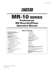 Operation Manual For Otari MR-10