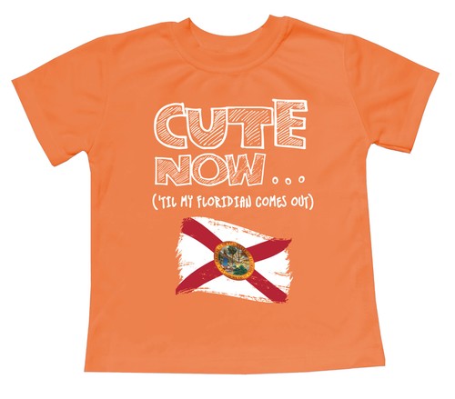 Cute Now... 'Til My Floridian Comes Out Toddler Kids Florida Flag T-shirt Cotton - Picture 3 of 8