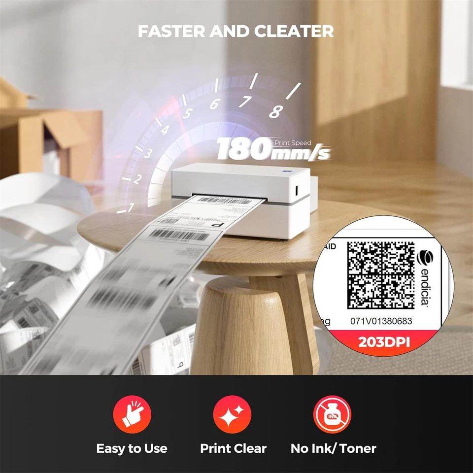 MUNBYN Bluetooth Thermal Label Printer 130B Wireless 4x6 Shipping Label Printer - Image 3 of 4