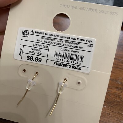 Metal and Faux Pearl Dangle Earrings A New Day Brown Gold *NEW* - Main Image