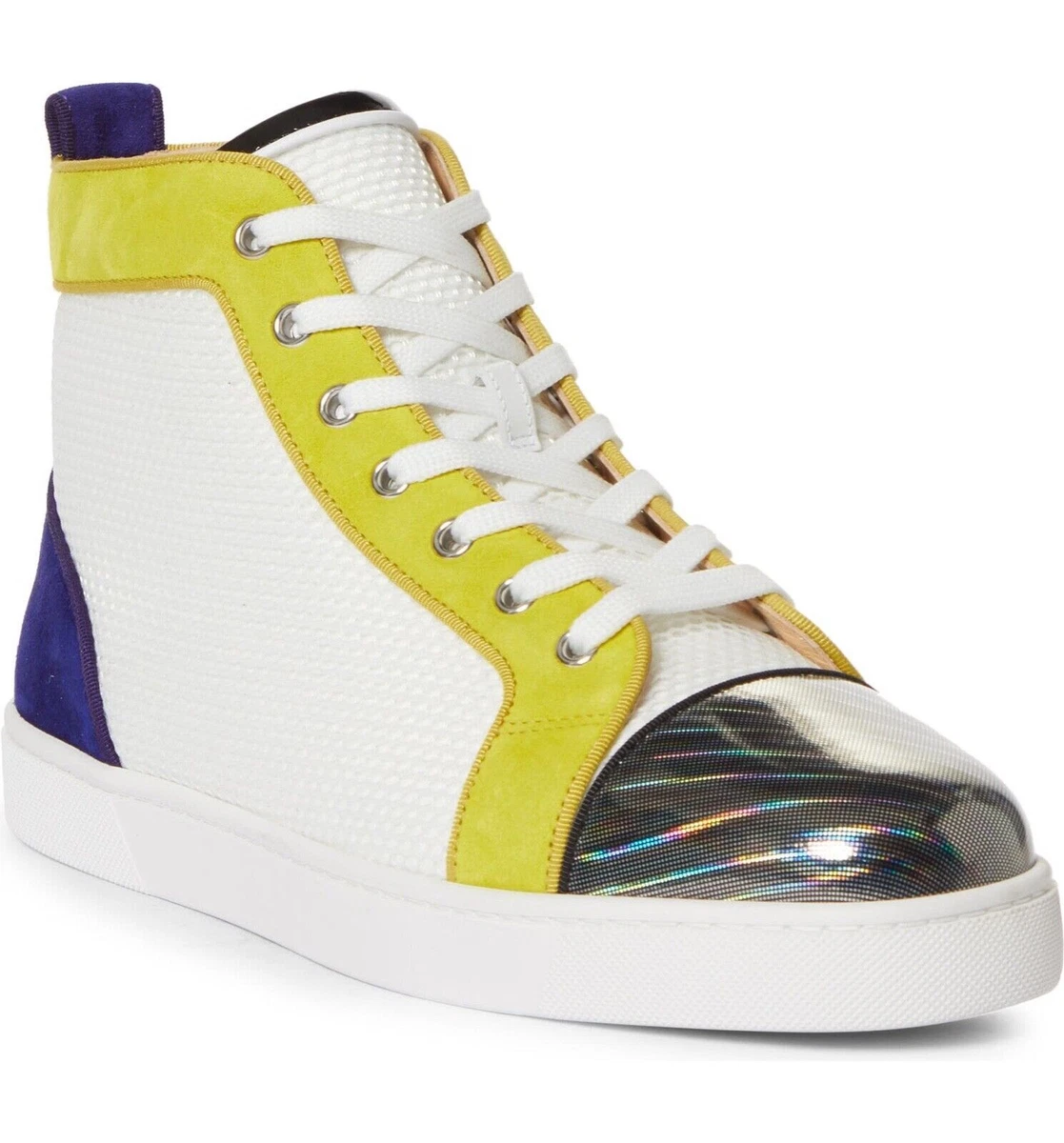 Christian Louboutin Men's Louis Leather High-Top Sneakers - White - Size 9.5