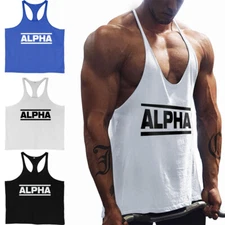 Gym New Mens Bodybuilding Tank Tops Fitness Singlet Stringer Y-Back Muscle Vest