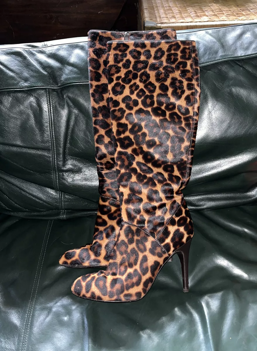 Leopard print shop knee high boots