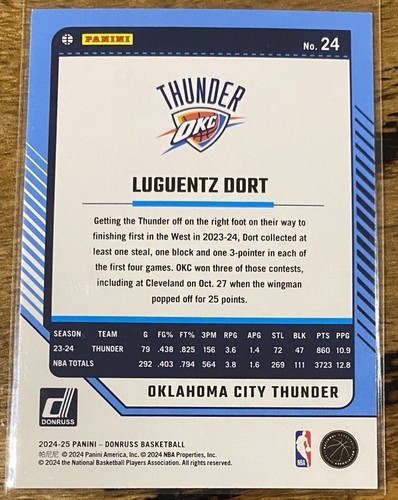 Luguentz Dort 2024-25 Donruss International Red Parallel - Picture 2 of 2