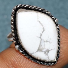 Howlite 925 Silver Plated Ring US 6 Exquisite Gift Fashion Forwarded Jewelry JW