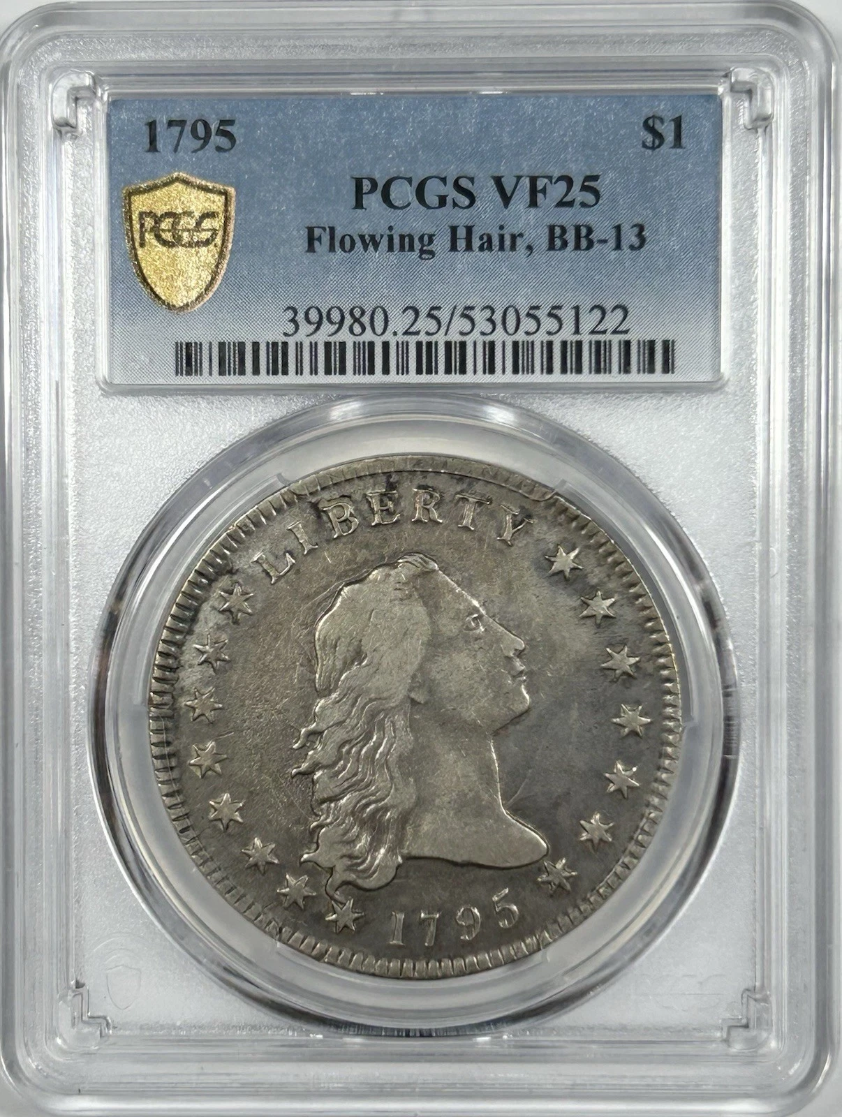 1795 Flowing Hair Dollar $1 PCGS VF25 BB-13 R4, 2 Leaves