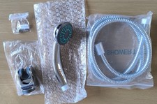 Chrome Plastic Shower Head And 1.5m Hose Anti Limescale Rubber Jets Plus Fitting