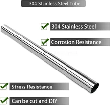 4"/102mm OD T304 Stainless Steel Straight Exhaust Pipe Tube Piping 44'' Length