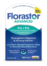 Florastor Advanced Pro+Pre Daily Probiotic and Prebiotic Fiber Supplement 03/27+