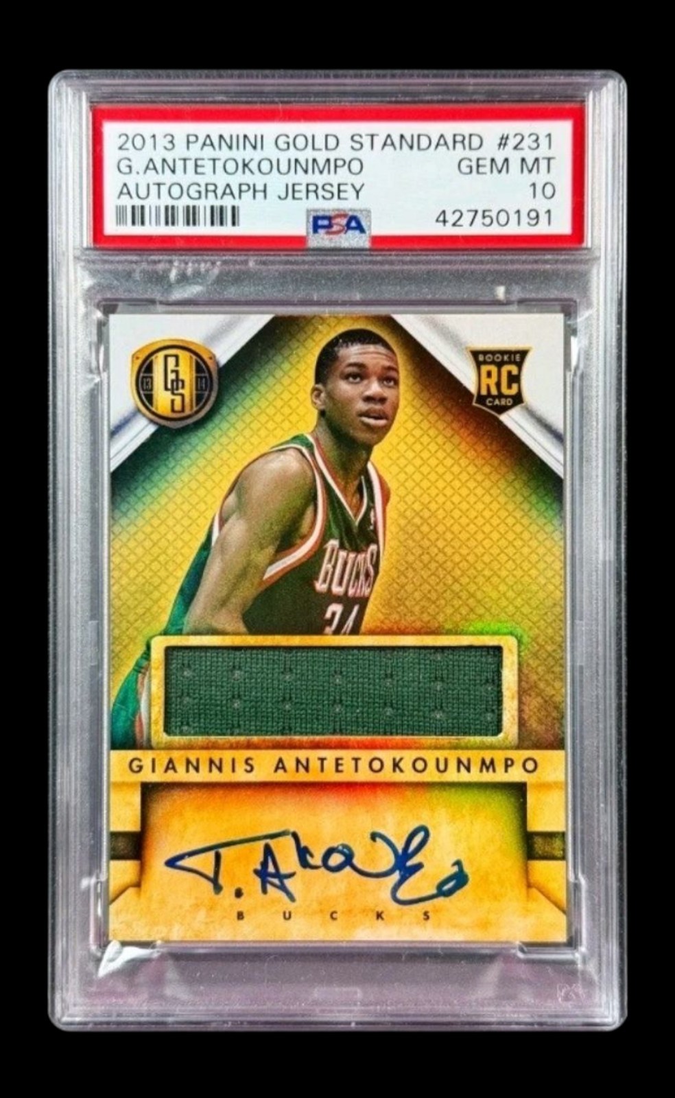 2013 Giannis Antetokounmpo PSA10 Panini Gold Standard Rookie Jersey Auto RPA ✅️