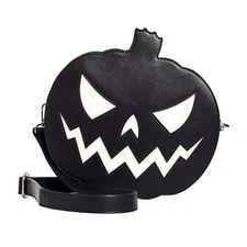 Sourpuss Sparkle Pumpkin Black and White Purse