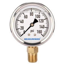 MEASUREMAN RV Water Pressure Regulator Replacement Gauge, 0-160psi, Lead-Free, G