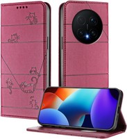HandyhüLle Pu Leder Rfid-Schutz KlapphüLle Mit StäNder FüR Honor Magic 8 Pro Rot