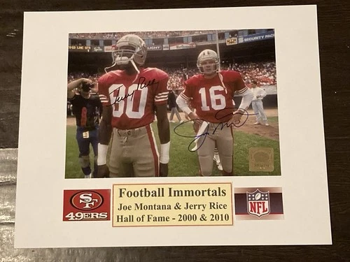 Joe Montana , Jerry Rice Autographed Signed 5x7 Photo In A 8x10 Matt,  COA . HOF