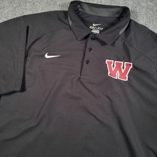Nike Polo Shirt Mens 2XL Black Dri-FIT Golf Performance W Logo 618974-020