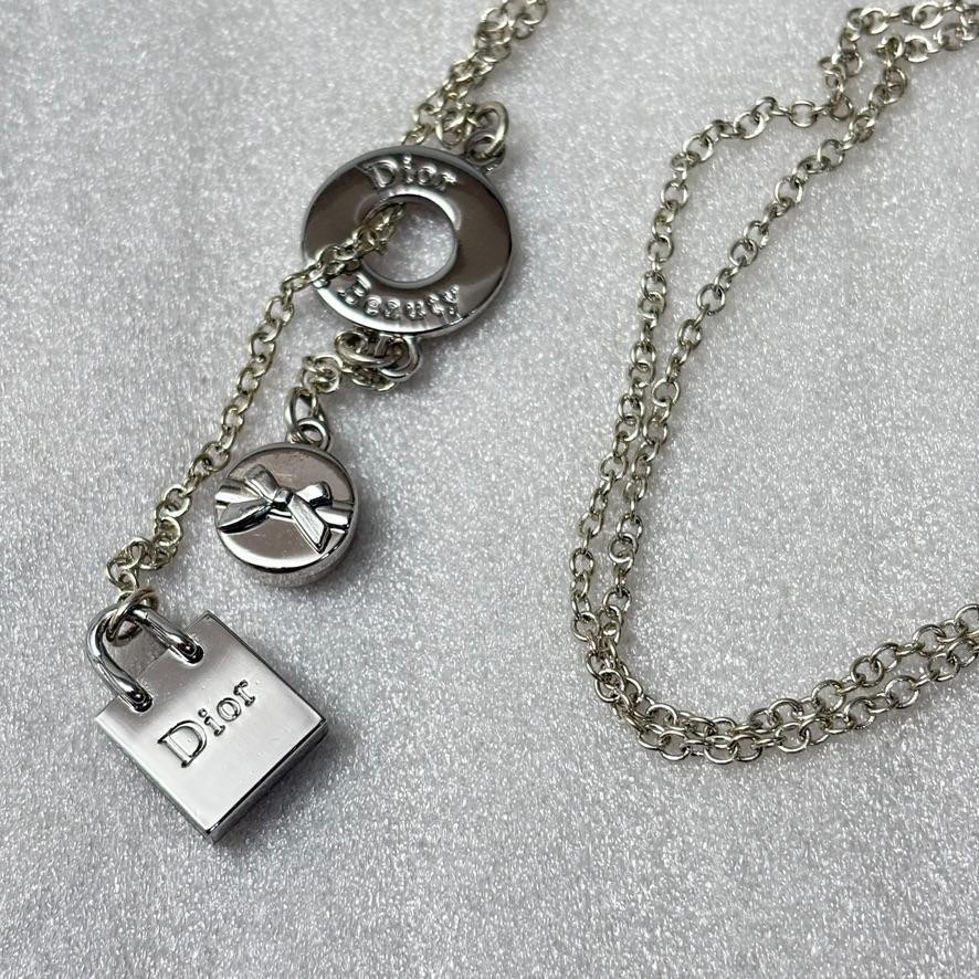 希少✨Christian Dior Long Necklace Vintage CHRISTIAN DIOR Long Necklace Chain AUTH CD LOGO Vintage Gold