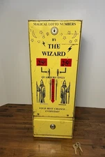Vintage THE WIZARD Magical Lotto Numbers 25¢ Pull Tab Vending Machine w/ Keys